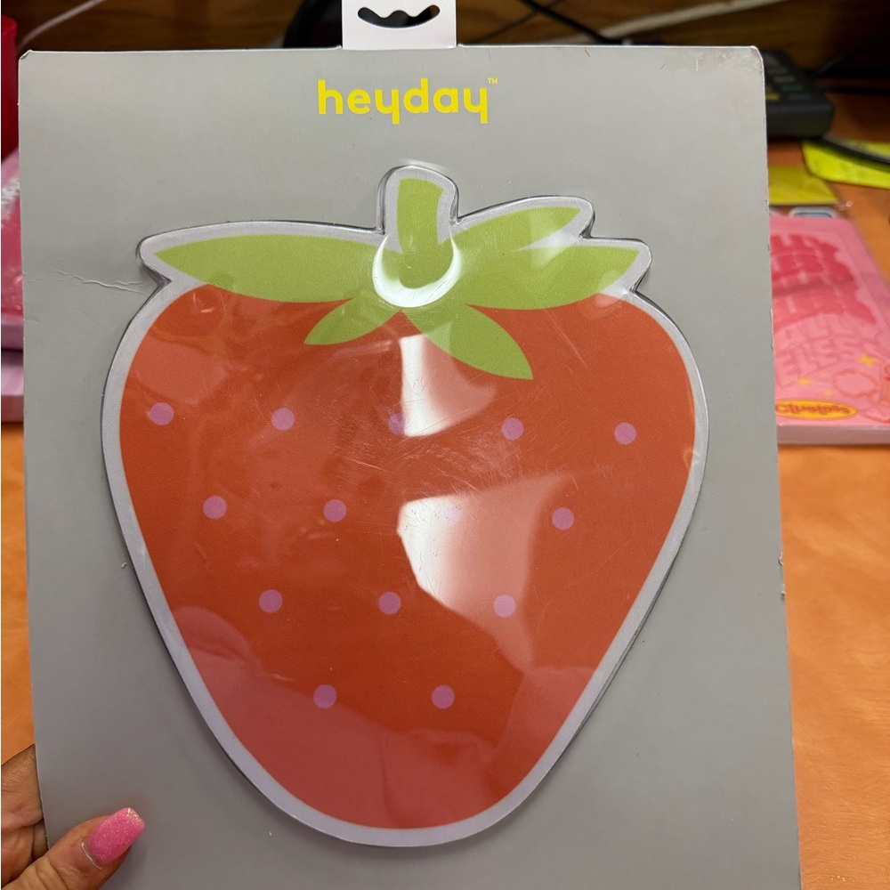 Heyday Strawberry-Shaped Mouse Pad with Green Leaves